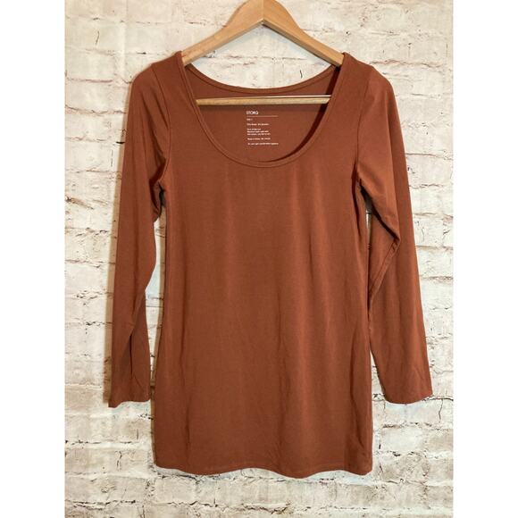 STORQ Maternity Top Womens 3 Small Camel Brown Modal Stretch Pullover Loungewear - Picture 1 of 12